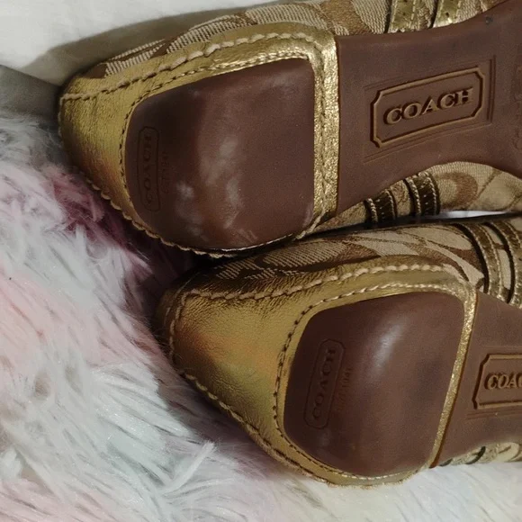 Coach Ballet Flats W Gold Detail Sz.8M They can fit 8.5 Like New (X-100 CRATE) - Picture 15 of 15
